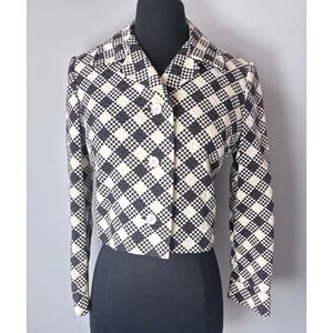 Vilano by‎ Gerardo Livernese VINTAGE Black White Checkerboard Jacket Blazer